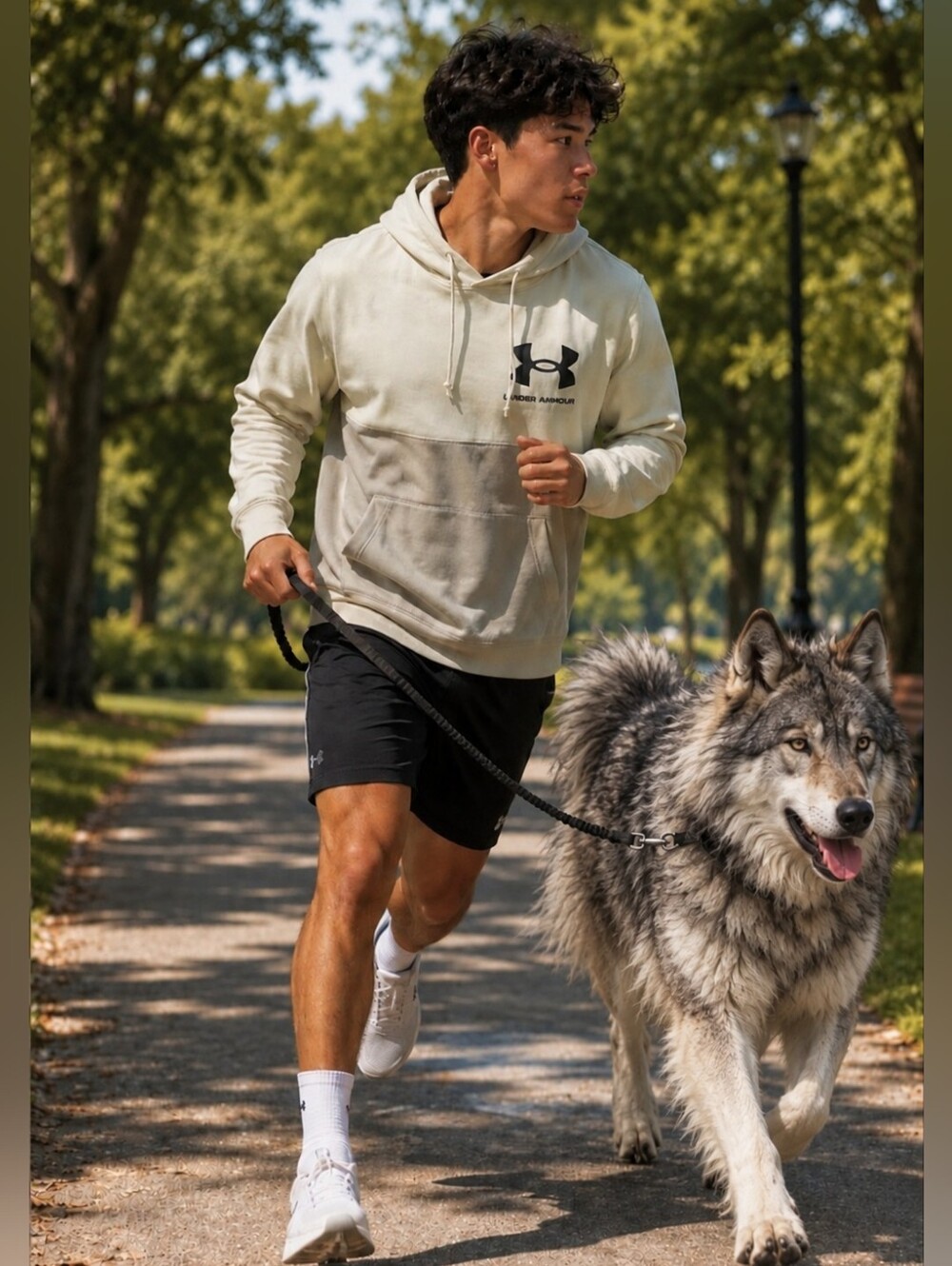 Under Armour Men's XL Two-Tone Performance Hoodie Cream Gray Pullover